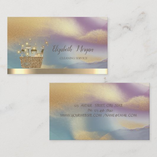 Carte De Visite Nettoyage professionnel de Parties scintillant or  (Devant / Derrière)
