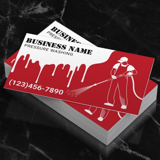 Carte De Visite Nettoyage professionnel Red Power Washing