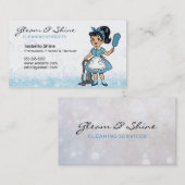 Carte De Visite Nettoyage rétro Lady Service ménage ménager (Devant / Derrière)