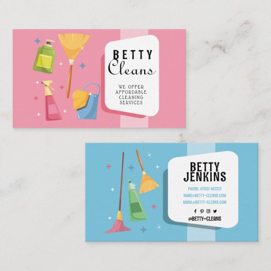 Carte De Visite Nettoyage Rétro Nettoyant Maison de service (Devant / Derrière)