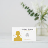 Carte De Visite Nettoyage Silhouette Maison Blanche & Dorée Élégan (Debout devant)