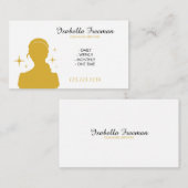 Carte De Visite Nettoyage Silhouette Maison Blanche & Dorée Élégan (Devant / Derrière)