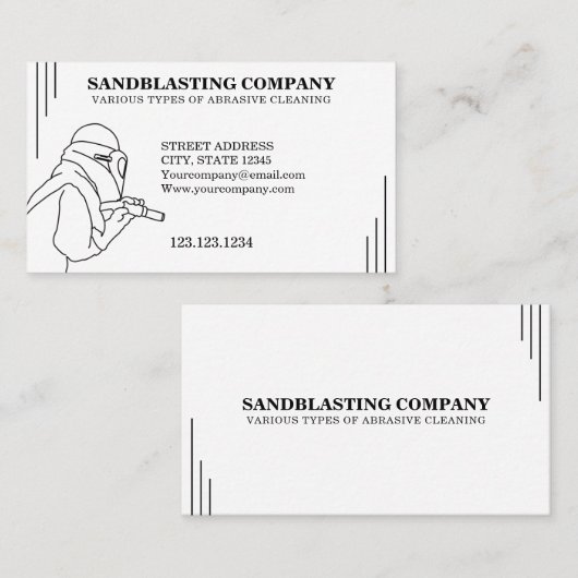Carte De Visite Nettoyage simple au sablage noir et blanc (Devant / Derrière)
