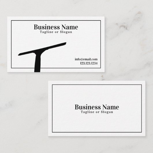 Carte De Visite Nettoyage simple des fenêtres en noir et blanc (Devant / Derrière)