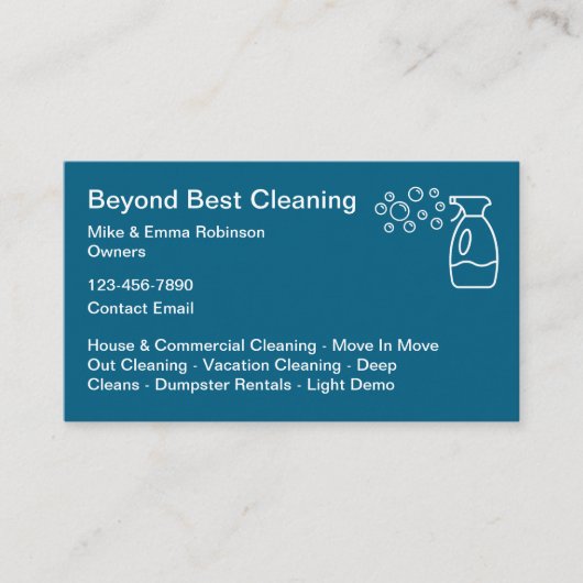 Carte De Visite Nettoyage simple et moderne des maisons de bureau (Devant)