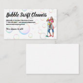 Carte De Visite Nettoyant avec le sourire aux balais | Bulles (Devant / Derrière)