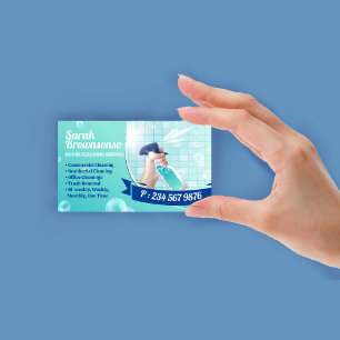 Carte De Visite Nettoyant Spray de Nettoyage Vert Navy Femme de Mé