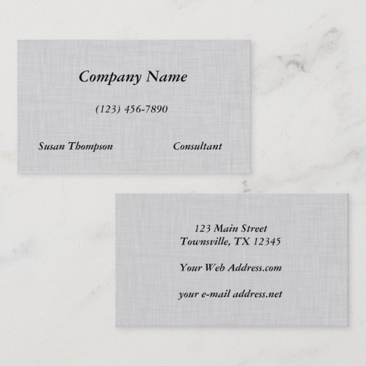 Carte De Visite Nettoyer la texture de lin blanc en croupe (Devant / Derrière)