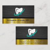 Carte De Visite Nettoyer le logo des dents | Métal foncé d'or (Devant / Derrière)