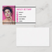 Carte De Visite Nettoyer les lignes noires Fuchsia Sociales Icônes (Devant / Derrière)