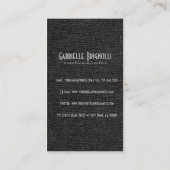 Carte De Visite Nettoyer Linge Noir et Gris Texture Burlap (Dos)