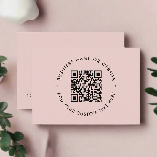 Carte De Visite Nettoyer un code QR simple Promotionnel Blush Pink