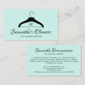 Carte De Visite Nettoyeur à sec Monogramme Lave-linge vert cintre (Devant / Derrière)