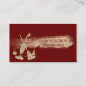 Carte De Visite Nettoyeur à vide Parties scintillant or, Rouge bal (Devant)