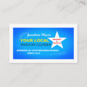 Carte De Visite Nettoyeur de fenêtre bleu vif, service de nettoyag (Dos)