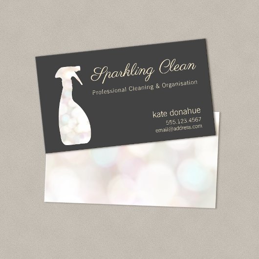 Carte De Visite Nettoyeur de maison Bokeh Spray bouteille