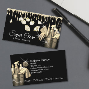 Carte De Visite Nettoyeur de maison de nettoyage commercial Glitte