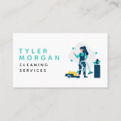 Carte De Visite Nettoyeuse femme de dessin moderne (Devant)
