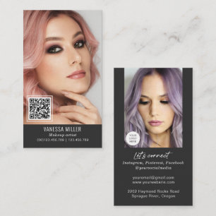 Carte De Visite Networking QR code maquillage artiste verticale ph