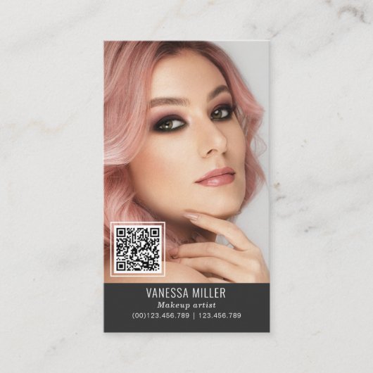 Carte De Visite Networking QR code maquillage artiste verticale ph (Devant)