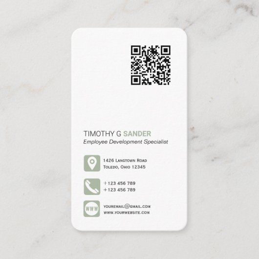 Carte De Visite Networking QR code simple médias sociaux saute ver (Devant)
