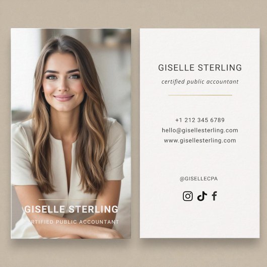 Carte De Visite Neutral Beige Accountant CPA Minimal Modern