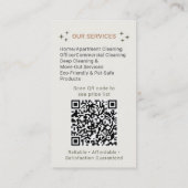 Carte De Visite neutral Boho Cleaning Service Maid QR Code (Dos)