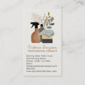 Carte De Visite neutral Boho Cleaning Service Maid QR Code (Devant)