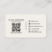 Carte De Visite Neutral Esthetician Skincare QR Code Professional (Dos)
