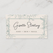 Carte De Visite Neutral Ivory Floral Line Art Elegant Script (Devant)
