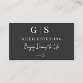 Carte De Visite Neutral Linen Elegant Minimalist Monogram (Devant)