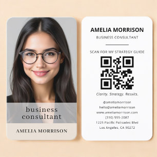Carte de visite neutre avec QR Code et photo pour