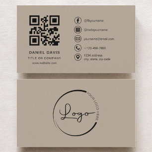 Carte De Visite Neutre Beige Professionnel Logo de l'entreprise Co