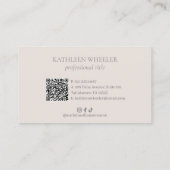 Carte De Visite Neutre Beige QR Code Elégant maquillage Artiste Mo (Dos)