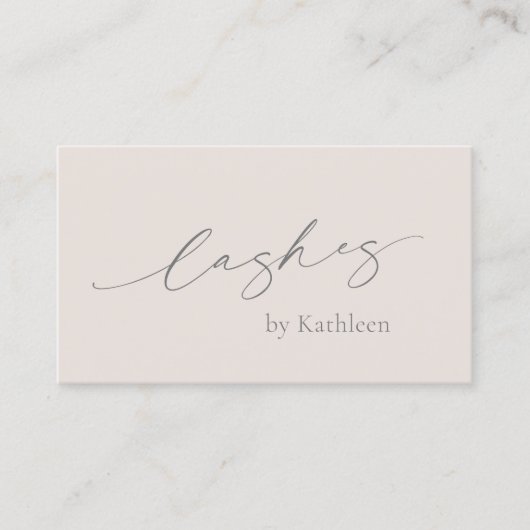 Carte De Visite Neutre Beige Tan QR Code Élégants Lashes Moderne (Devant)