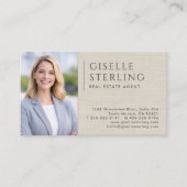 Carte de visite neutre en lin avec QR code photo p (Devant)