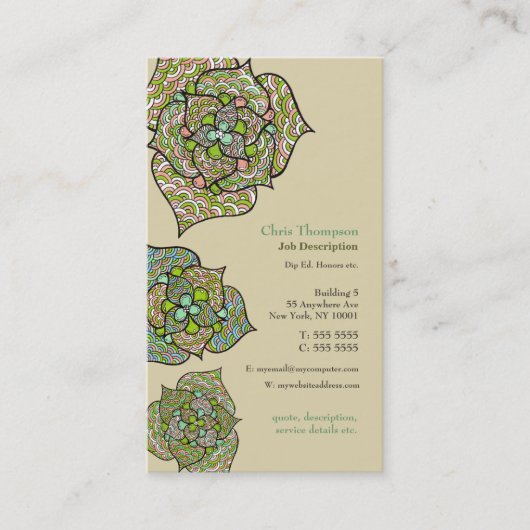 Carte de visite neutre floral d'environnement vert (Devant)