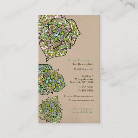 Carte de visite neutre floral d'environnement vert (Devant)