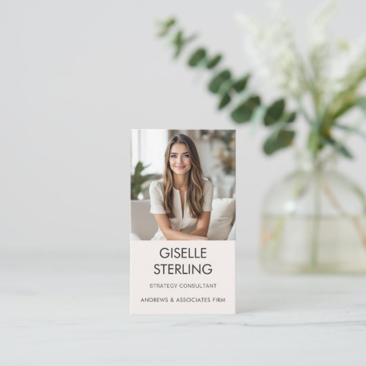 Carte De Visite Neutre Minimal QR Code photo Moderne (Debout devant)