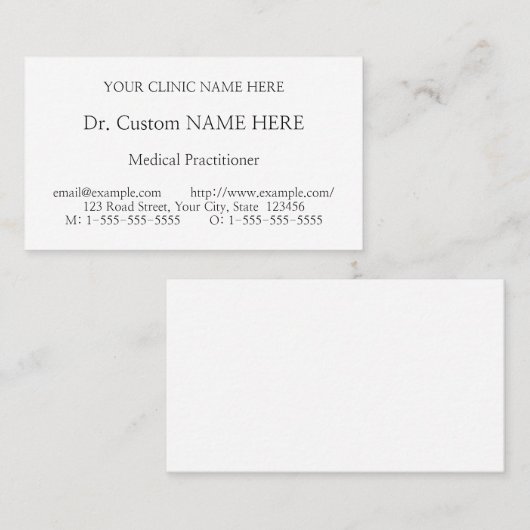 Carte de visite neutre, professionnel (Devant / Derrière)