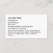 Carte De Visite New Modern Electrician Service Business Cards (Dos)