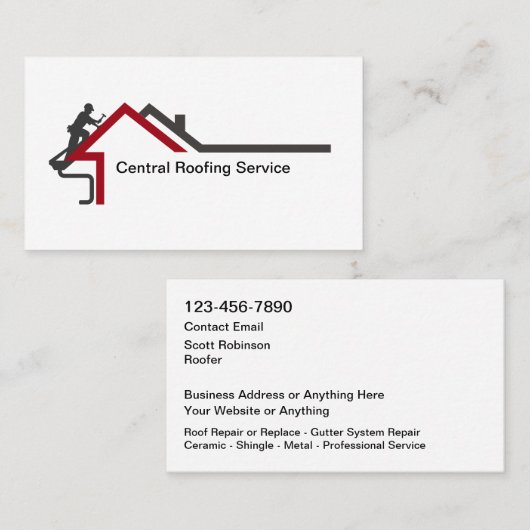Carte De Visite New Modern Roofing Service Business Cards (Devant / Derrière)