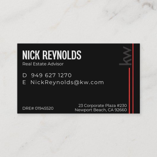 Carte De Visite Nick Reynolds (Devant)