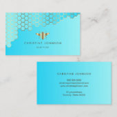 Carte De Visite nid d'abeille aqua bleu turquoise (Devant / Derrière)