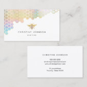 Carte De Visite nid d'abeille et faux logo bijou en feuille d'or (Devant / Derrière)