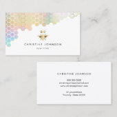 Carte De Visite nid d'abeilles et fausse feuille d'or logo Queen b (Devant / Derrière)