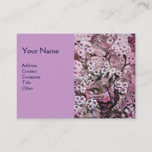 Carte De Visite NID D'OISEAU, monogramme, rose rouge blanc violet