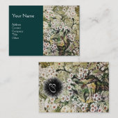 Carte De Visite NID D'OISEAU, monogramme, vert marron blanc (Devant / Derrière)