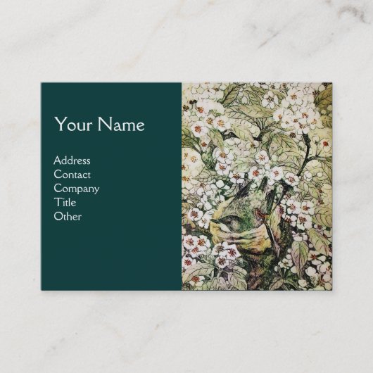 Carte De Visite NID D'OISEAU, monogramme, vert marron blanc (Devant)