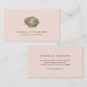 Carte De Visite Nid d'oiseau rose simple Élégant professionnel (Devant / Derrière)